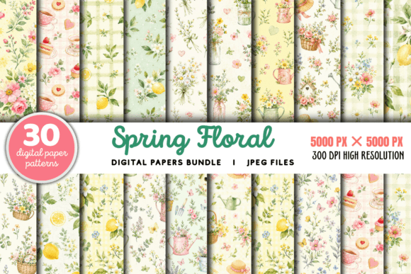 Download Spring Floral Digital Paper Bundle - Floral digital paper Collection