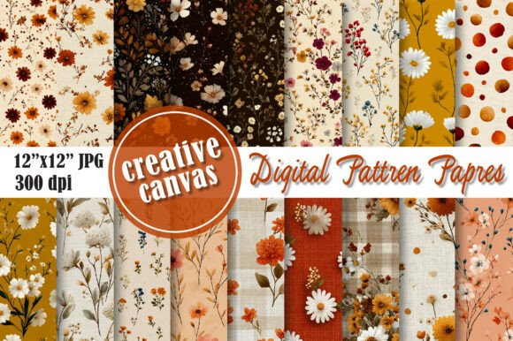 Download Autumn Floral Digital Paper Bundle - Floral digital paper Collection