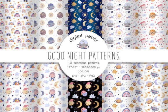 Download Good Night Patterns. Seamless Patterns - Premium Bundle