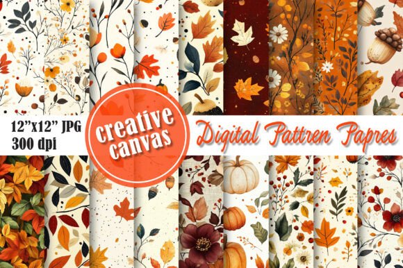 Download Autumn Floral Digital Paper Bundle - Floral digital paper Collection
